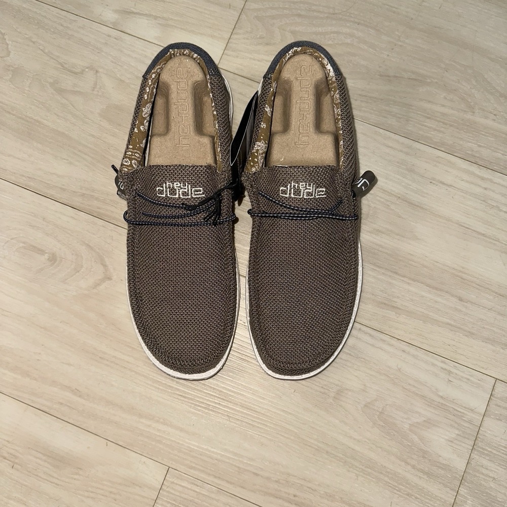 Hey Dude Wally Paisley Mens Size 11 Chocolate White Casual Walking Slip-On Shoes - Picture 2 of 7